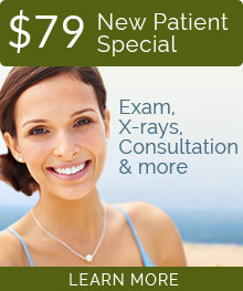 $79 New Patient Special! Exam, X-rays, Consultation and more. Learn more.